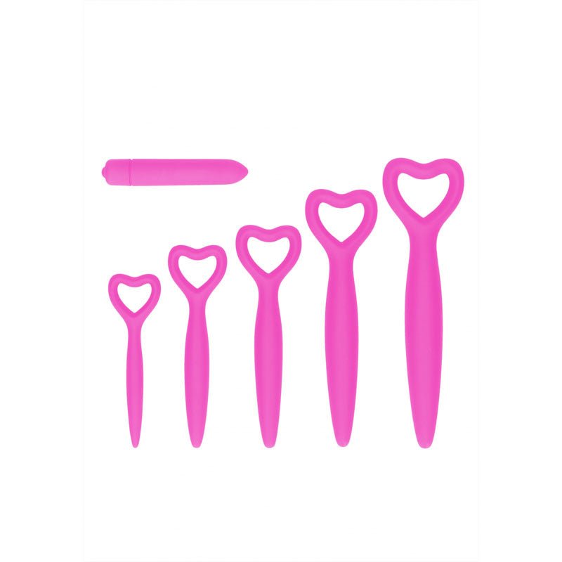 Ouch! Silicone Vaginal Dilator Set - Pink - Vibrating - Set of 5 Sizes