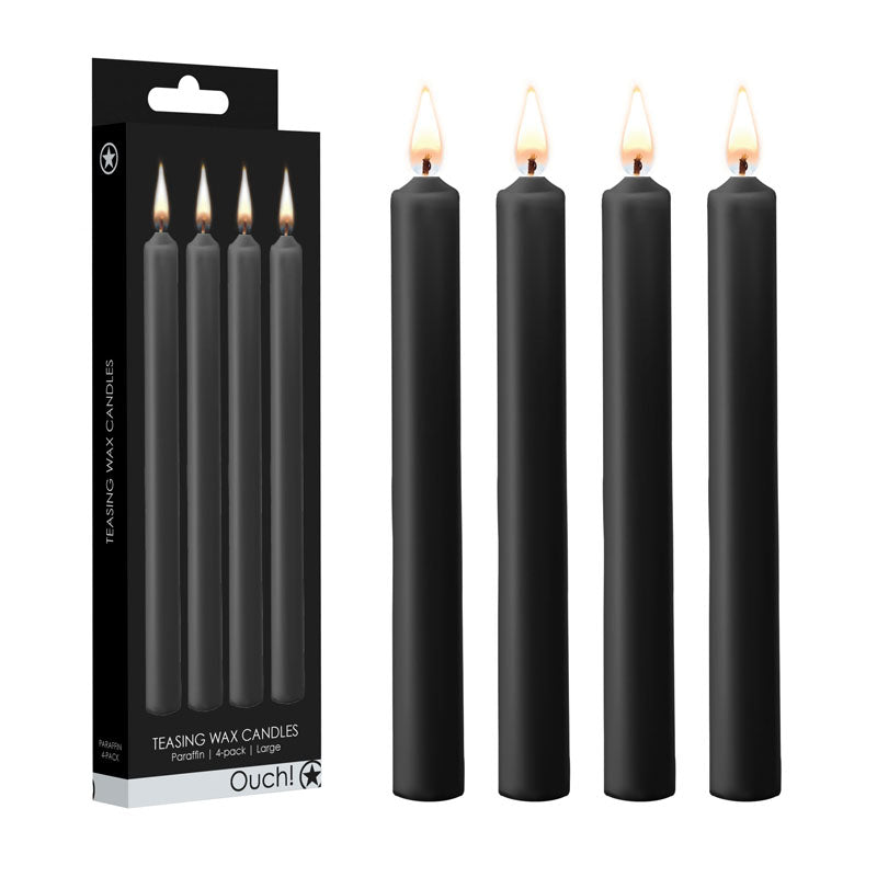 OUCH! Teasing Wax Candles Large Black Drip Candles - 4 Pack