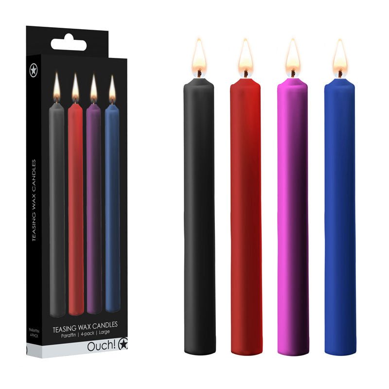 OUCH! Teasing Wax Large Mix-Coloured Drip Candles - 4 Pack
