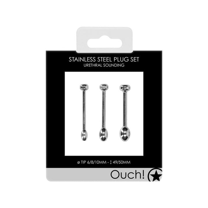 OUCH! Urethral Sounding - Stainless Steel Plugs - Set of 3 Sizes