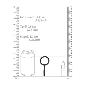 OUCH! Urethral Sounding - Silicone - Black 8.5cm Urethral Plug