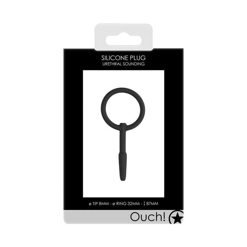 OUCH! Urethral Sounding - Silicone - Black 8.5cm Urethral Plug