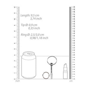 OUCH! Urethral Sounding - Stainless Steel 9.3cm Plug with Ring Pull