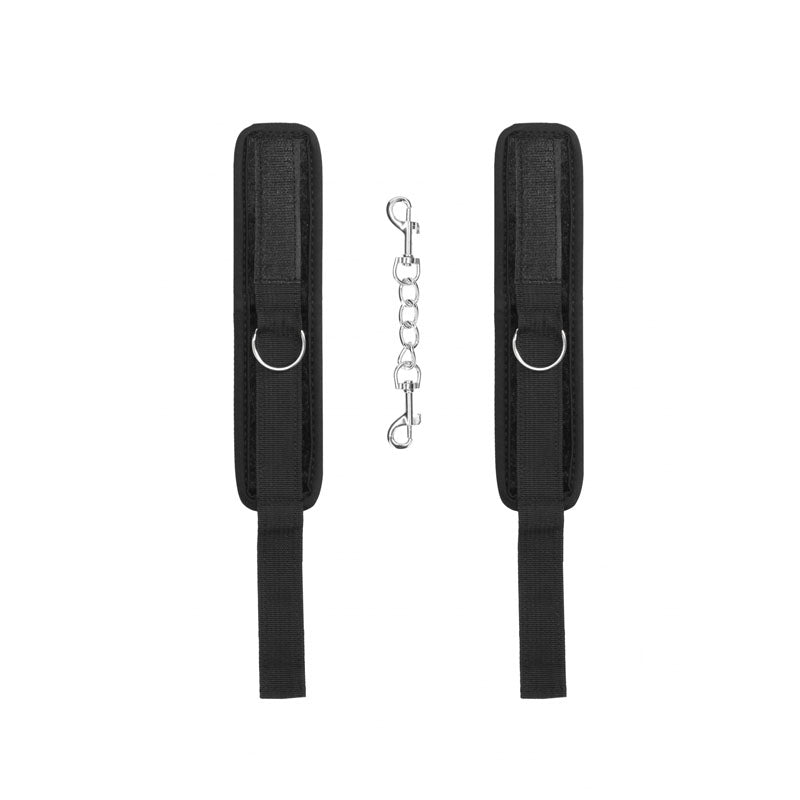 OUCH! Velvet & Velcro Adjustable Handcuffs - Black Restraints