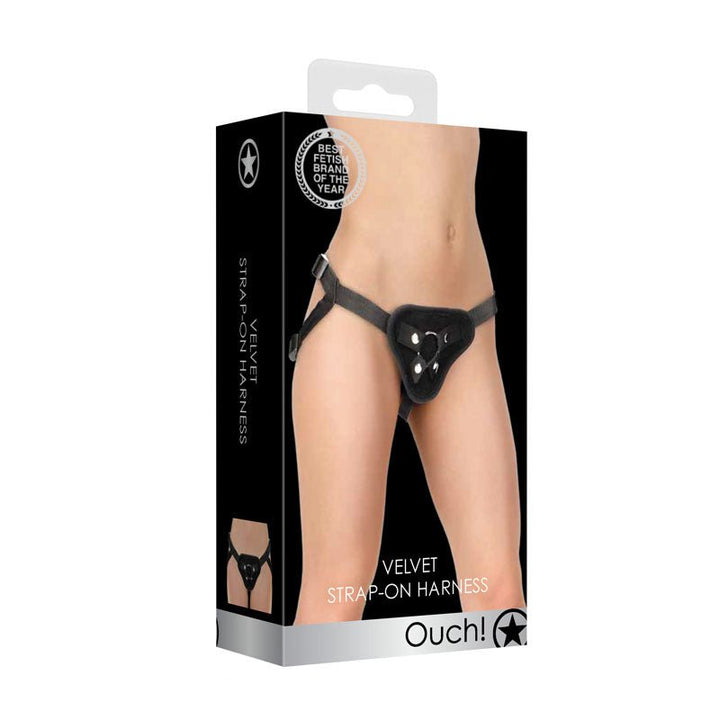 OUCH! Velvet & Velcro Adjustable Harness With O-Ring 