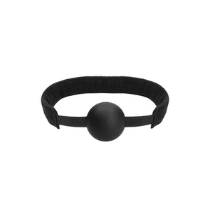 Ouch! Velvet & Velcro Adjustable Silicone Ball Gag - Black 