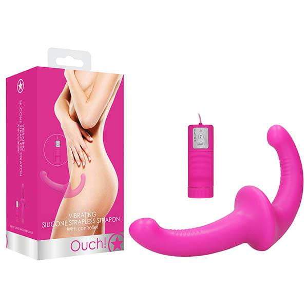 OUCH! Vibrating Pink Strapless Strap-On with Remote