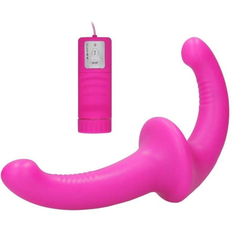 OUCH! Vibrating Silicone Strapless Strap-On - Pink