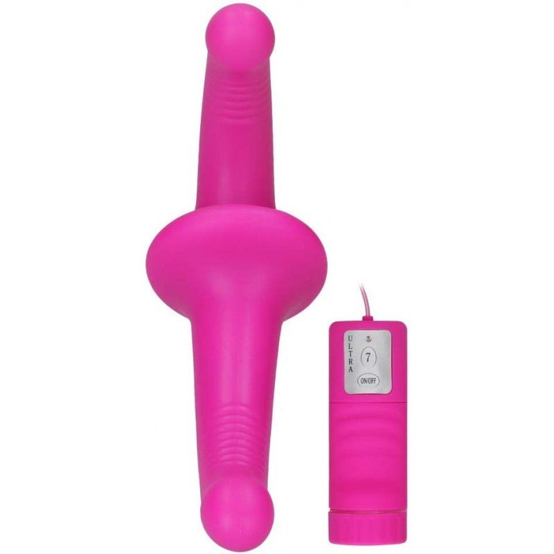 OUCH! Vibrating Silicone Strapless Strap-On - Pink