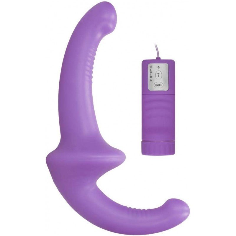 OUCH! Vibrating Silicone Strapless Strap-On - Purple