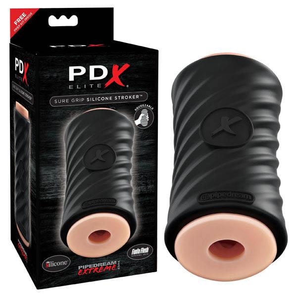 PDX Elite Sure Grip Stroker - Black/Flesh Stroker