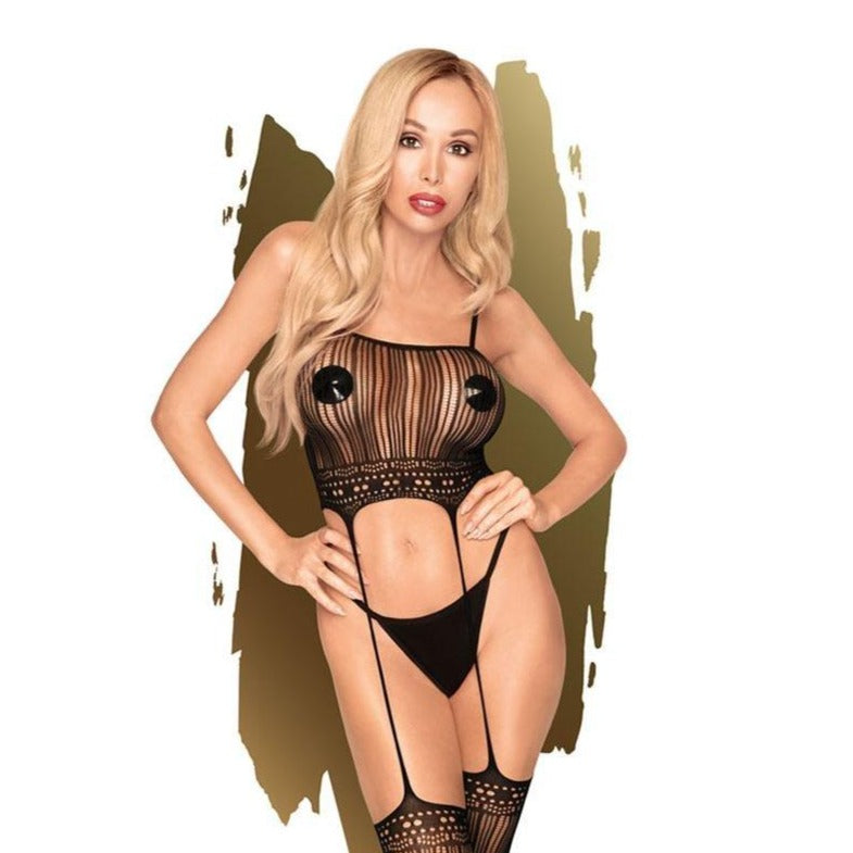 Penthouse SEX DEALER - Black Two In One Bodystocking - S/L