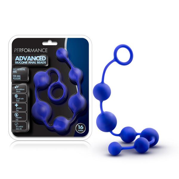 Performance 16'' Silicone Anal Beads - Indigo Blue 40 cm Anal Beads