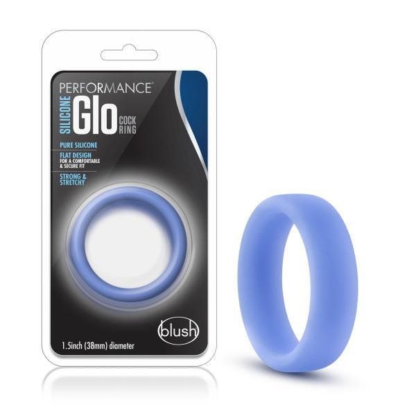 Performance Silicone Glo Cock Ring - Glow in the Dark Blue Cock Ring