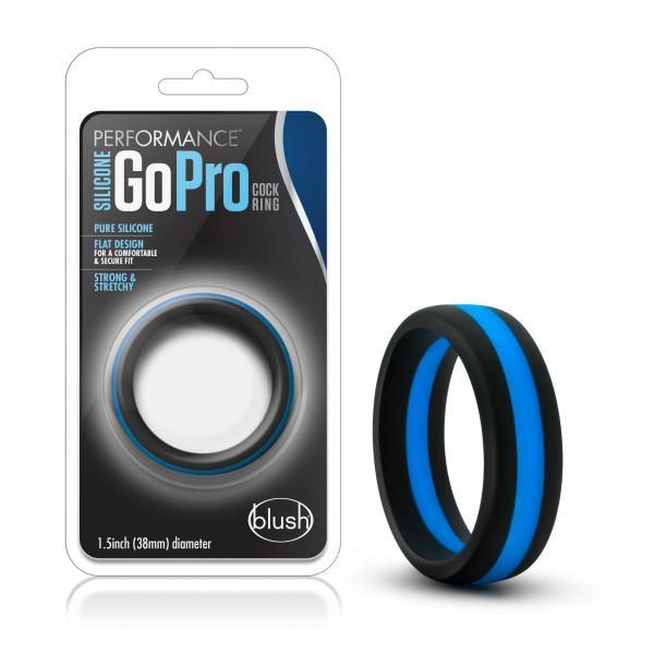 Performance Silicone Go Pro Cock Ring - Black/Blue Cock Ring