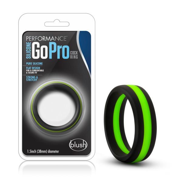 Performance Silicone Go Pro Cock Ring - Black/Green Cock Ring