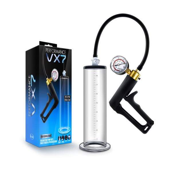 Performance VX7 Vacuum Penis Pump - Clear Penis Pump with Brass Trigger and Gauge