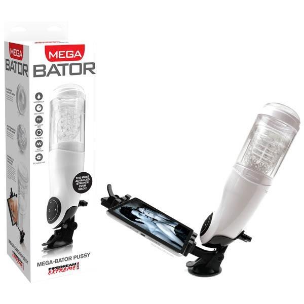 Pipedream Extreme Toyz Mega-bator Pussy - Rechargeable Pussy Masturbator with Mobile Device Holder