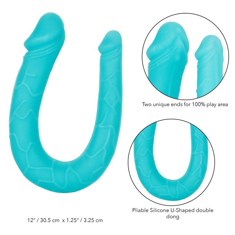 Playful Double Dong AC/DC - Teal U-Shaped Dong