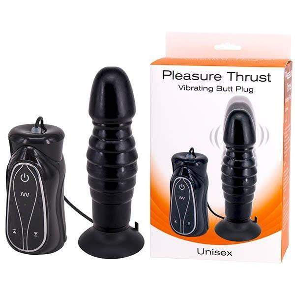 Pleasure Thrust - Black 16 cm Thrusting and Vibrating Butt Plug