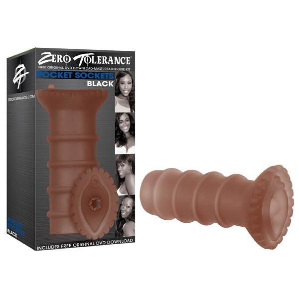 Pocket Sockets Black - Frosted Black Stroker with DVD & Lube