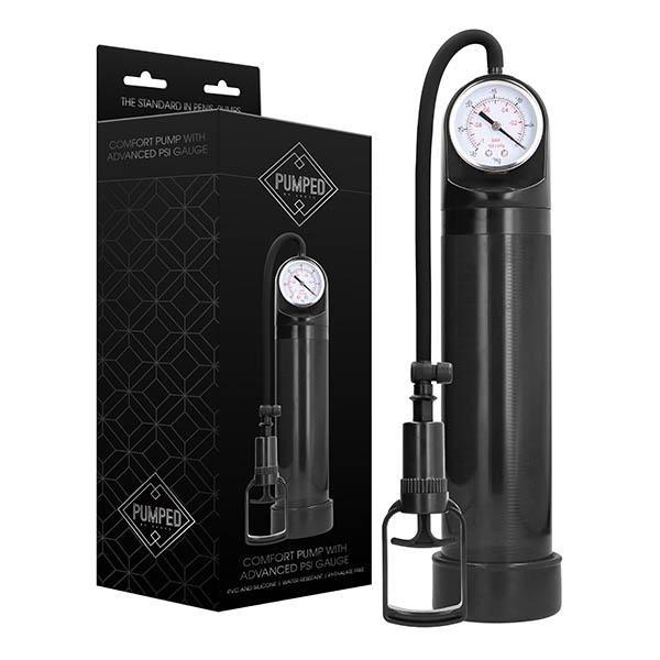 Pumped Comfort Pump With Advanced PSI Gauge - Black Penis Pump