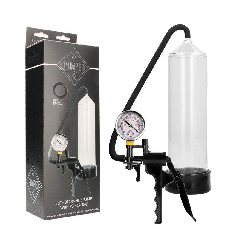 Pumped Elite Beginner Pump with PSI Gauge - Clear 