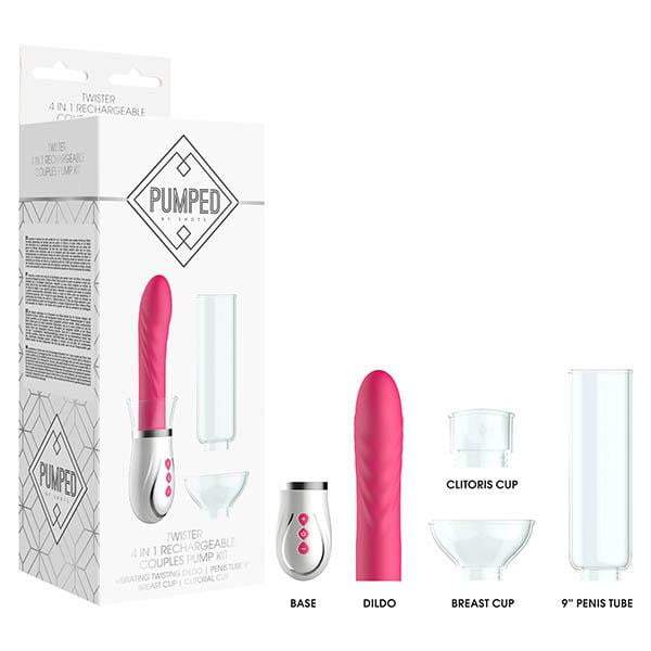 Pumped Twister - Pink Breast, Clit & Penis Couples Pump Kit
