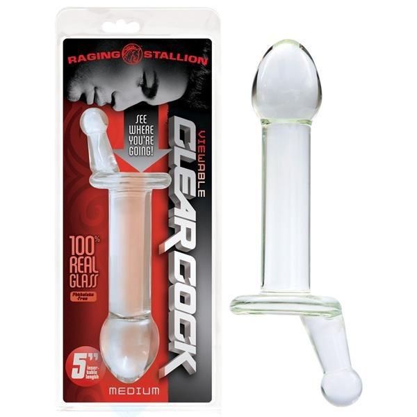 Raging Stallions Viewable Clearcock - Glass Medium 12.7 cm (5'') Butt Plug with Handle