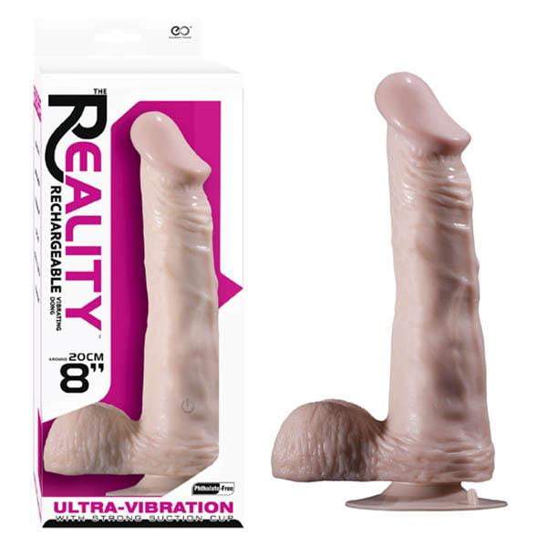 Realistic Rechargeable Vibrating Dong - Flesh 20 cm (8'') USB Rechargeable Dong