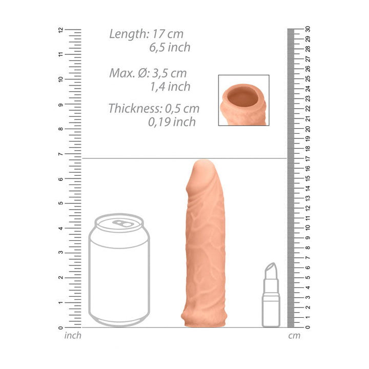REALROCK 6 Inch Realistic Penis Extender Sleeve - Flesh