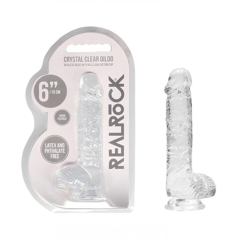 RealRock 6 Inch Clear Realistic Dildo With Balls 