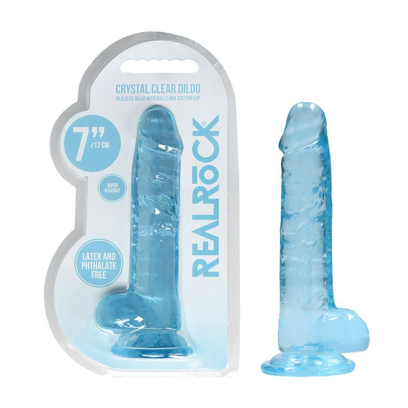 RealRock 7 Inch Realistic Dildo With Balls - Blue 