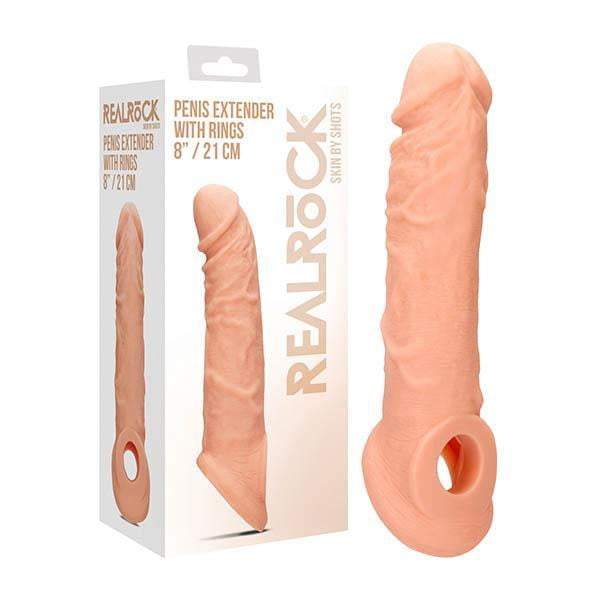 RealRock 8 Inch Flesh Penis Extender Sleeve with Rings