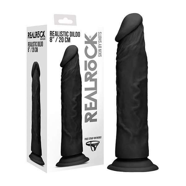 RealRock 8 Inch Realistic Black Dildo with Suction Cup