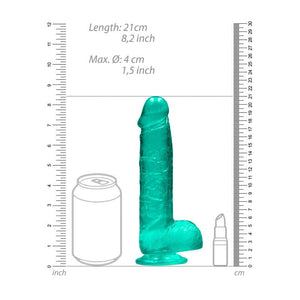 RealRock 8 Inch Realistic Dildo With Balls - Turquoise
