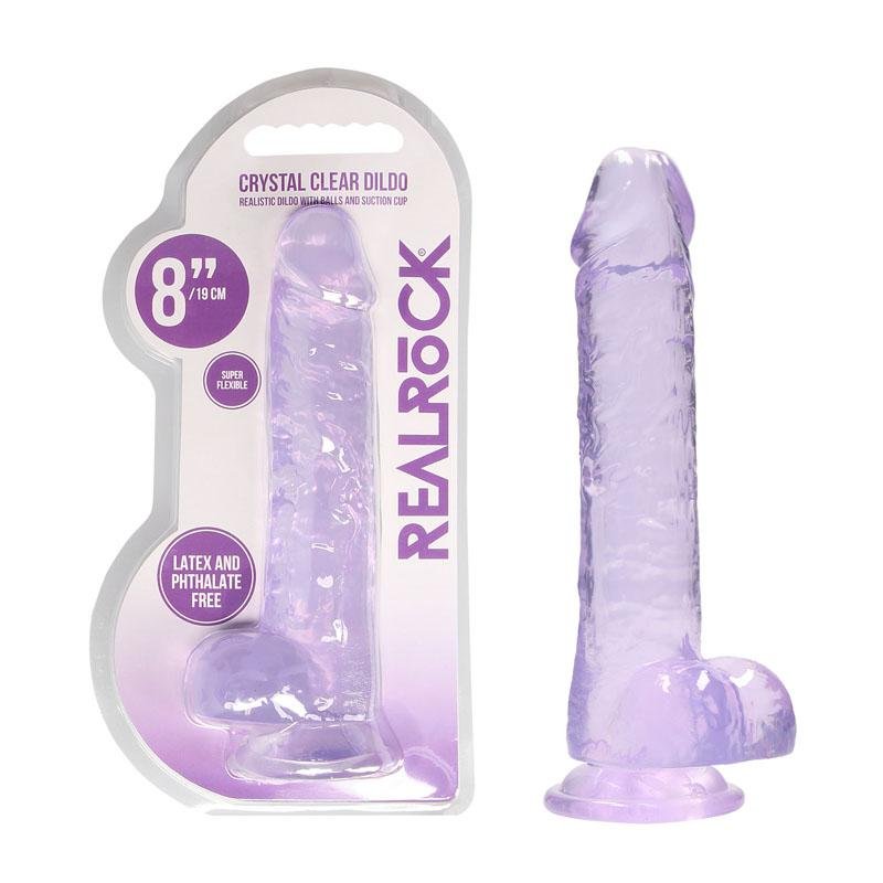 RealRock 8 Inch Realistic Purple Dildo With Balls 