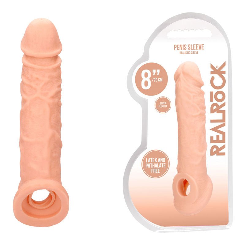 REALROCK 8 Inch Realistic Penis Extender with Rings - Flesh