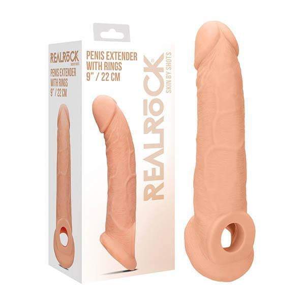 RealRock 9 Inch Flesh Penis Extender Sleeve with Rings