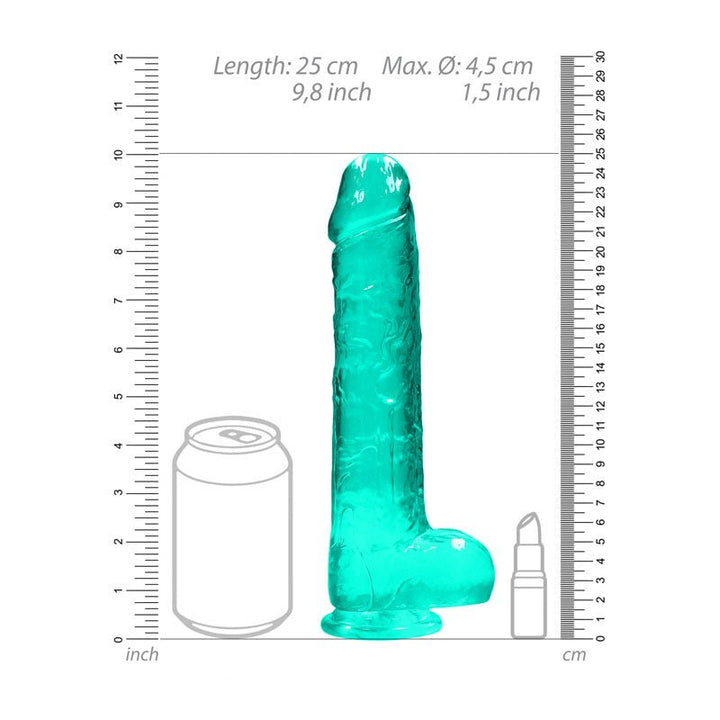 RealRock 9 inch Realistic Dildo with Balls - Turquoise