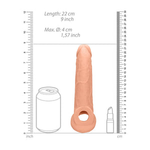 REALROCK 9 Inch Realistic Penis Extender with Rings - Flesh 