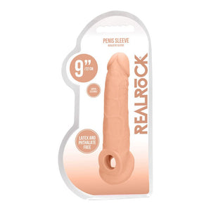 REALROCK 9 Inch Realistic Penis Extender with Rings - Flesh 