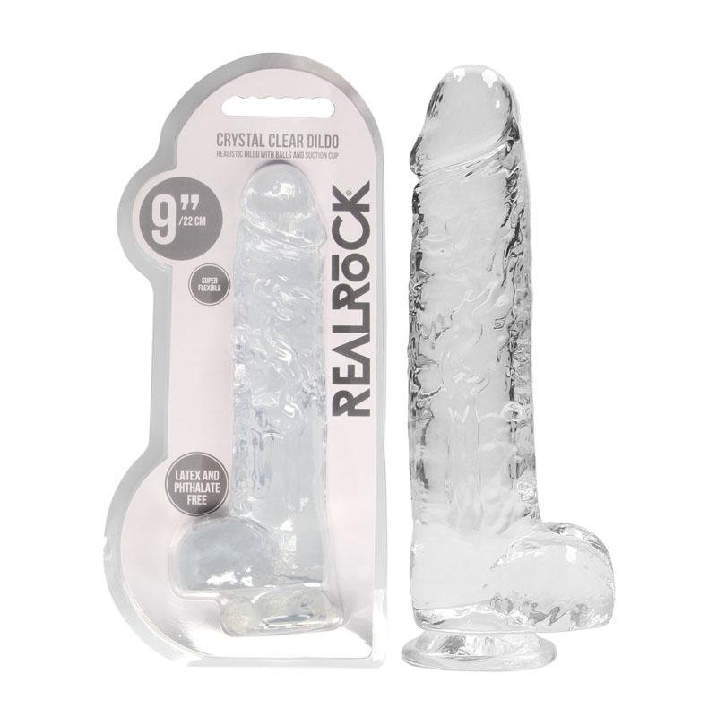 RealRock 9 Inch Realistic Clear Dildo With Balls 