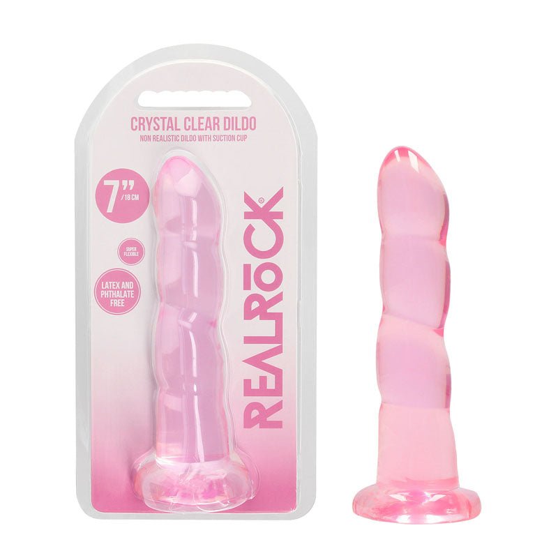 REALROCK Non Realistic 7 Inch Dildo with Suction - Pink