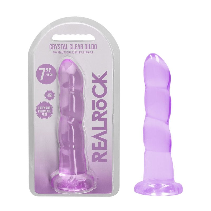 REALROCK Non Realistic 7 Inch Dildo with Suction - Purple
