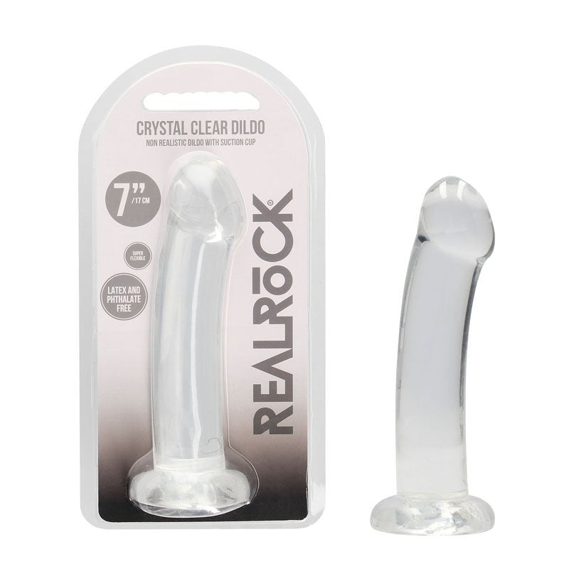 RealRock Non Realistic 7 Inch Dildo with Suction Cup - Clear