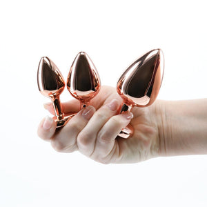 Rear Assets Rose Gold Metallic Butt Plugs Pink Gem Trainer Kit - Set of 3