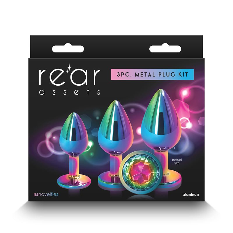 Rear Assets Rainbow Metallic Butt Plugs Trainer Kit - Set of 3
