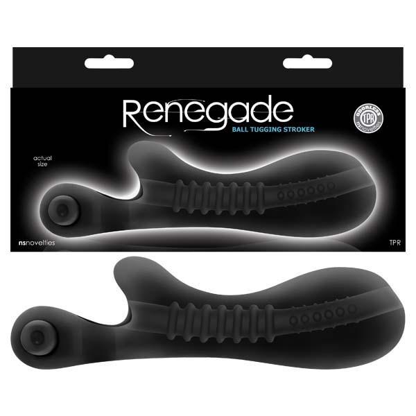 Renegade Ball Tugging Stroker - Black Vibrating Stroker