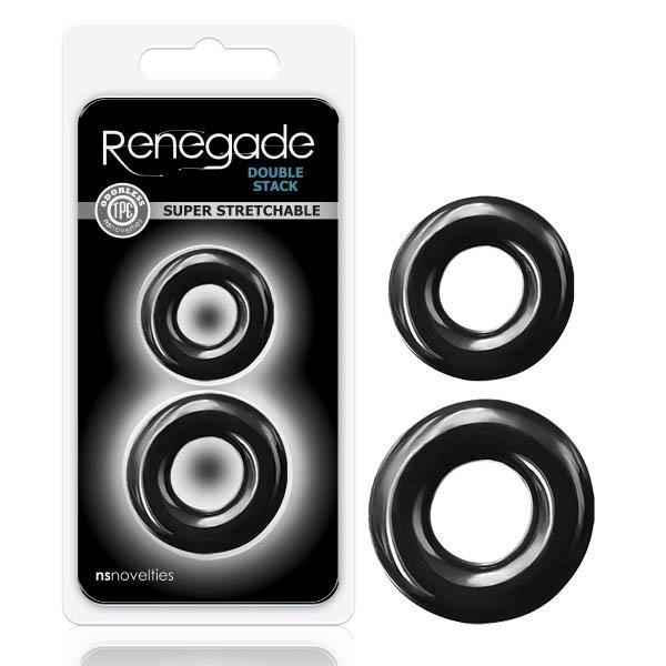 Renegade - Double Stack - Black Cock Rings - Set of 2